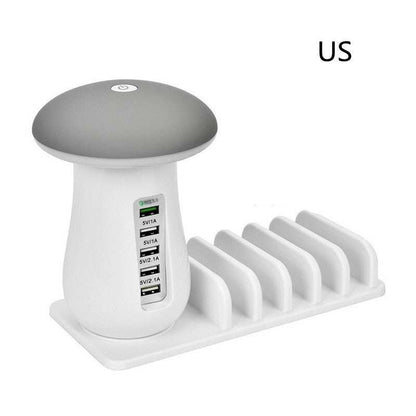 2 In 1 Multifunction Mushroom Lamp LED Lamp Holder USB Charger Home Office Supplies - TrendBug