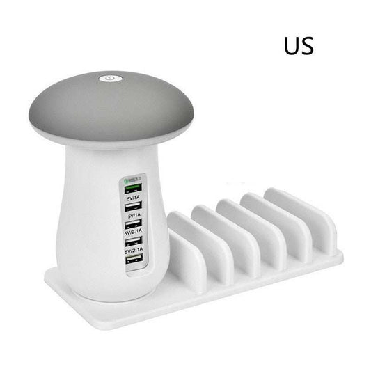 2 In 1 Multifunction Mushroom Lamp LED Lamp Holder USB Charger Home Office Supplies - TrendBug