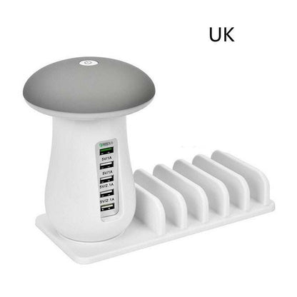 2 In 1 Multifunction Mushroom Lamp LED Lamp Holder USB Charger Home Office Supplies - TrendBug