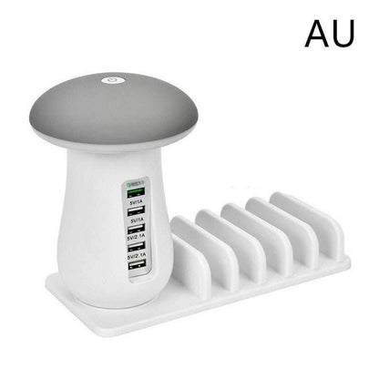 2 In 1 Multifunction Mushroom Lamp LED Lamp Holder USB Charger Home Office Supplies - TrendBug