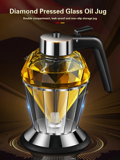 Honey Dispenser with Stand Diamond Shaped Glass Large Capacity Oil Dispenser Multifunction Oil Bottle Kitchen Tools - TrendBug