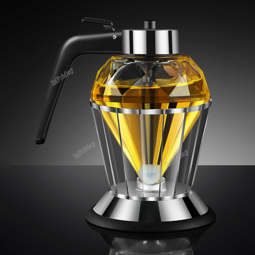 Honey Dispenser with Stand Diamond Shaped Glass Large Capacity Oil Dispenser Multifunction Oil Bottle Kitchen Tools - TrendBug