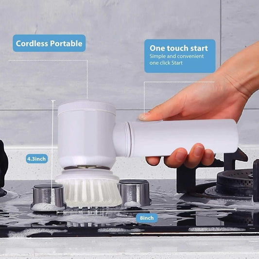 5 in 1 Handheld Bathroom Cleaning Brush Scrubber with Charging Cord - TrendBug