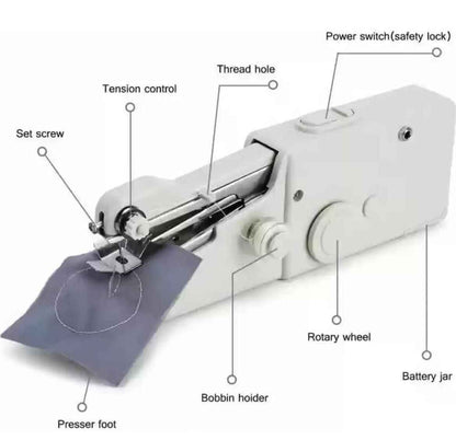 Stitch Handheld Cordless Portable White Sewing Machine