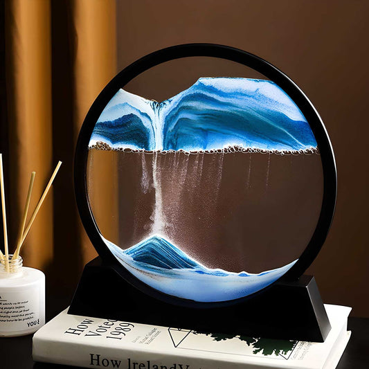 3D Deep Sea Moving Sand Art | Relaxing Kinetic Sandscape Art Desk Table Decor | Stress Relief & Zen Home Office Gift