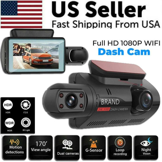 1080P Dual Lens Car DVR Dash Cam Video Recorder G-Sensor Front And Inside Camera - TrendBug