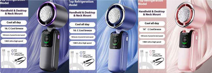 New Ice Pack High-Speed Handheld Eletirc Fan Speed Adjustable Folding Mini Fan Portable Outdoor Hanging Neck Small Fan