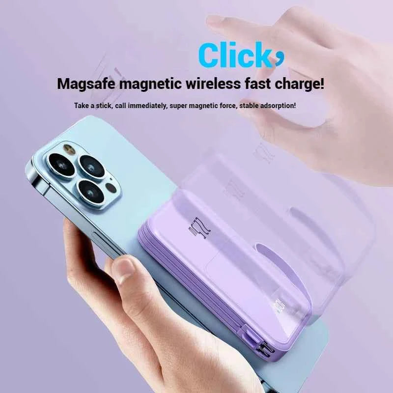 Fast Charging Power Bank 10000mAh PD 22.5w With Cables External Battery  Magnetic Power Bank Wireless 15w for iPhone 16 15 14