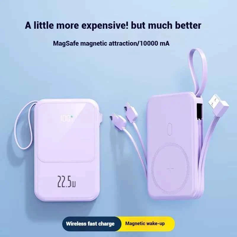 Fast Charging Power Bank 10000mAh PD 22.5w With Cables External Battery  Magnetic Power Bank Wireless 15w for iPhone 16 15 14