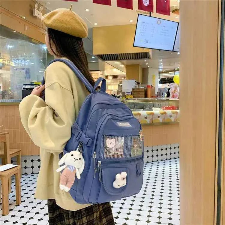 Japanese Fashion Backpack Women School Bags For Teenage Girls Multipockets Mesh Nylon Backpacks Mochila Feminina Bag Bolsa Mujer