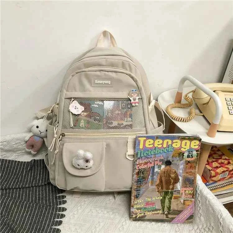 Japanese Fashion Backpack Women School Bags For Teenage Girls Multipockets Mesh Nylon Backpacks Mochila Feminina Bag Bolsa Mujer