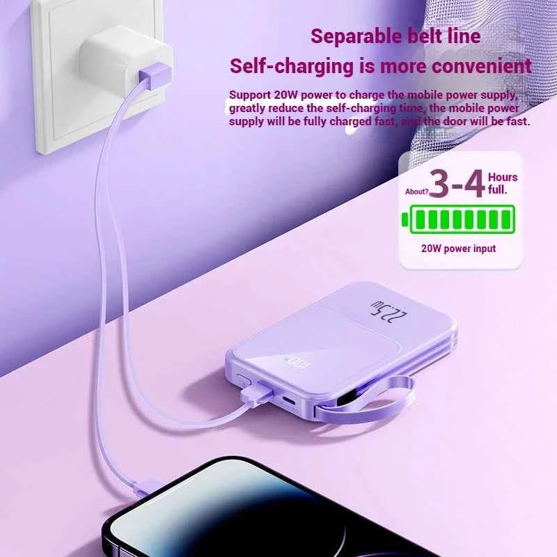 Fast Charging Power Bank 10000mAh PD 22.5w With Cables External Battery  Magnetic Power Bank Wireless 15w for iPhone 16 15 14