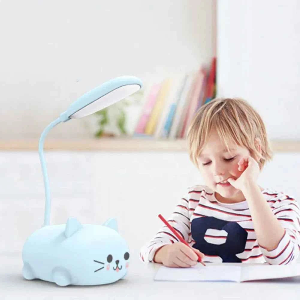 Cute Pet Kitty Mini Night Light USB Charging Folding LED Small Table Lamp Student Learning Eye Protection Book Lamps Bedside Decor