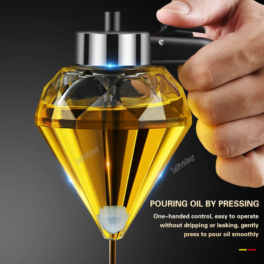 Honey Dispenser with Stand Diamond Shaped Glass Large Capacity Oil Dispenser Multifunction Oil Bottle Kitchen Tools - TrendBug