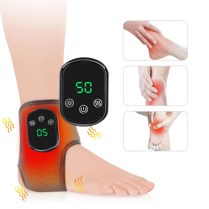 Electric Heat And Vibration Ankle Massager Infrared Hot Compress Therapy Ankle Massage Heated Wrap Support Brace Foot Protector