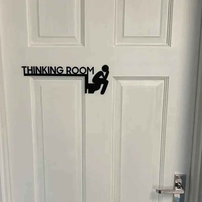 1pc Modern Metal Toilet Door Sign - Stylish Thinking Room Wall Sculpture - Home Decor Artwork - Decorative Door Frame Pendant