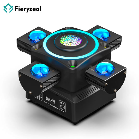 Fieryzeal Four-armed Stage Light 90W RGBW 4IN1 Lighting Effect DMX512 19CH Colorful Moving Head Light for DJ Disco Party Concert - TrendBug