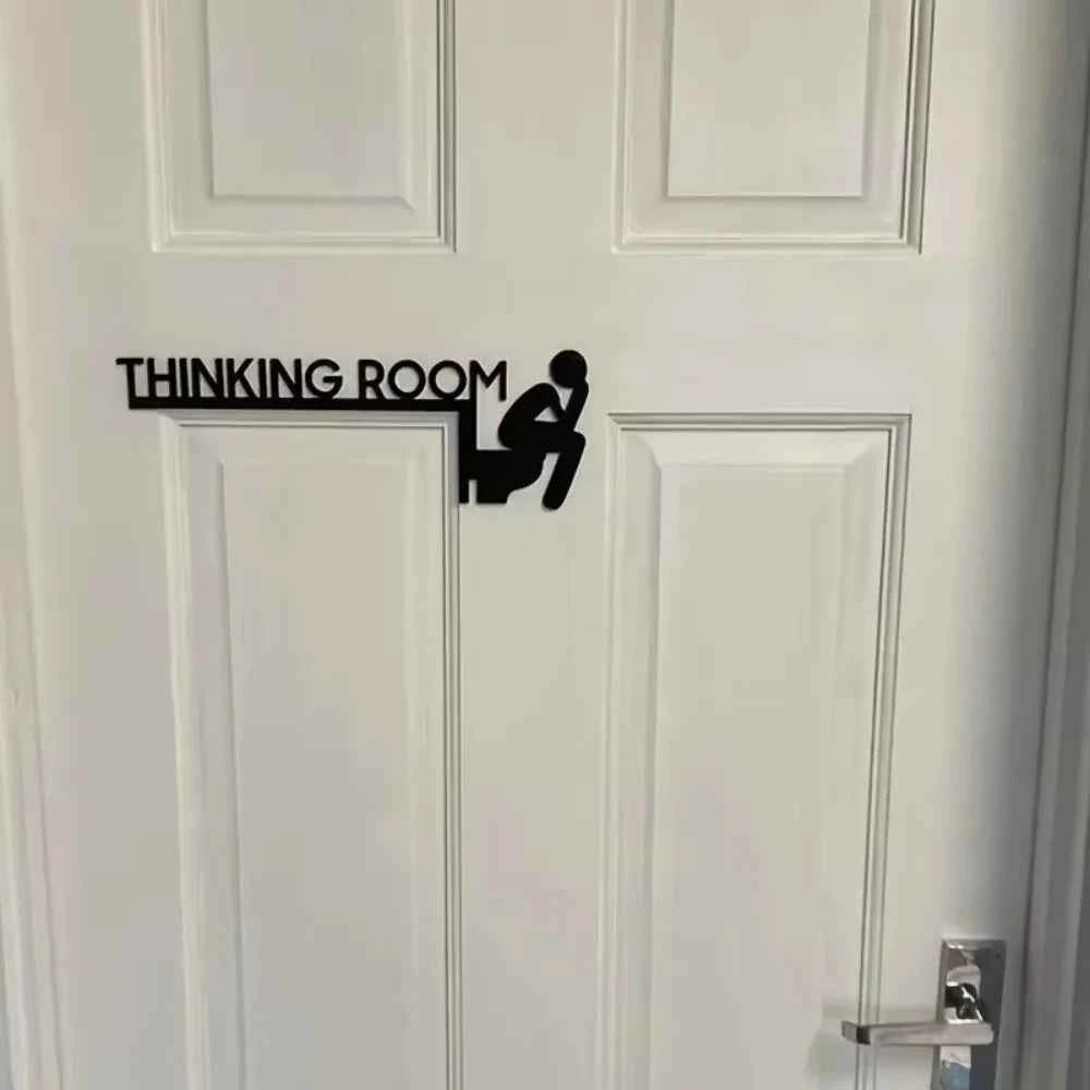1pc Modern Metal Toilet Door Sign - Stylish Thinking Room Wall Sculpture - Home Decor Artwork - Decorative Door Frame Pendant