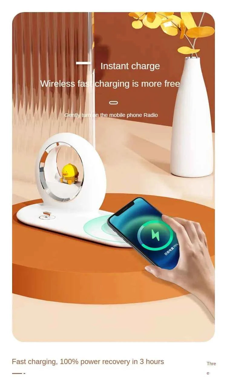 3-in-1 Wireless Charging Night Lights 15W Mobile Phone Earphone Fast  with Bracket Function  Charger Desk Lamps