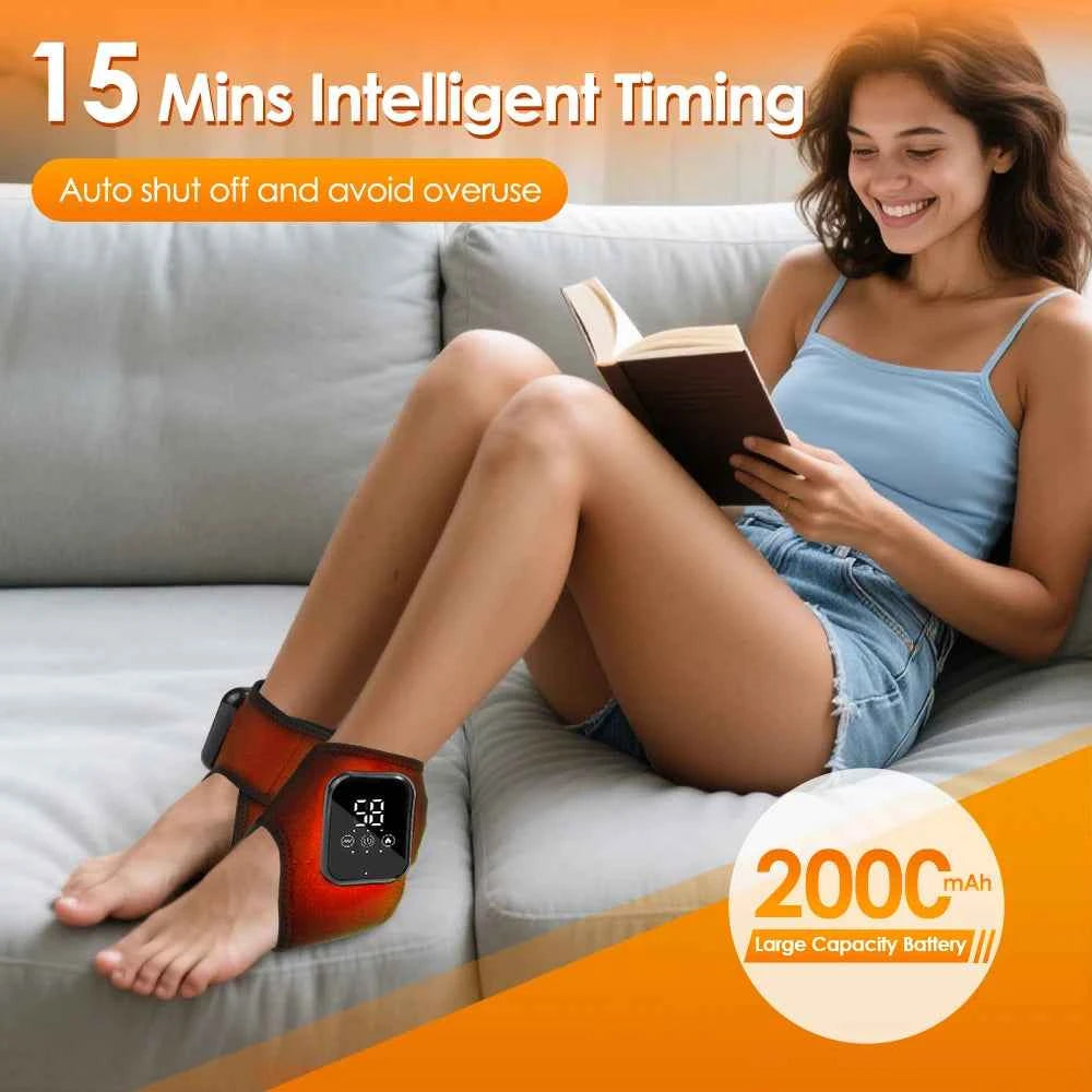 Electric Heat And Vibration Ankle Massager Infrared Hot Compress Therapy Ankle Massage Heated Wrap Support Brace Foot Protector