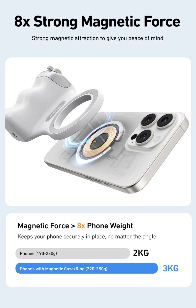 Fun Shot Magnetic Grip, Ergonomic Style Phone Camera Grip with Detachable Remote, Expandable Functionality for iPhone/Android - TrendBug