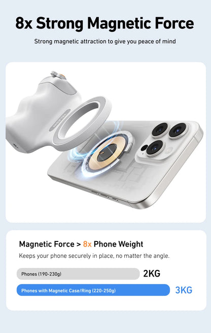 Fun Shot Magnetic Grip, Ergonomic Style Phone Camera Grip with Detachable Remote, Expandable Functionality for iPhone/Android - TrendBug