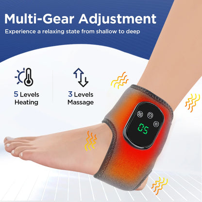 Electric Heat And Vibration Ankle Massager Infrared Hot Compress Therapy Ankle Massage Heated Wrap Support Brace Foot Protector