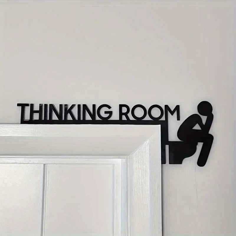 1pc Modern Metal Toilet Door Sign - Stylish Thinking Room Wall Sculpture - Home Decor Artwork - Decorative Door Frame Pendant