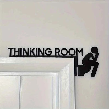 1pc Modern Metal Toilet Door Sign - Stylish Thinking Room Wall Sculpture - Home Decor Artwork - Decorative Door Frame Pendant