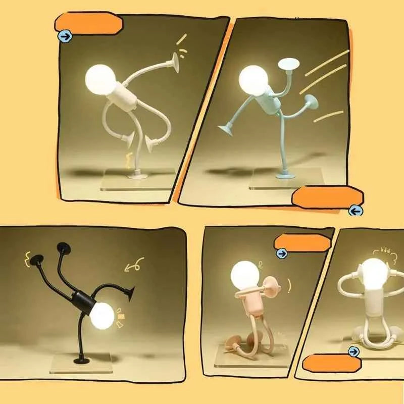 Changeable Shape Funny Sportsman Night Light Versatile Mini Lamp Button Battery Desk Lamp Vacuum Adsorption Creative Ornament