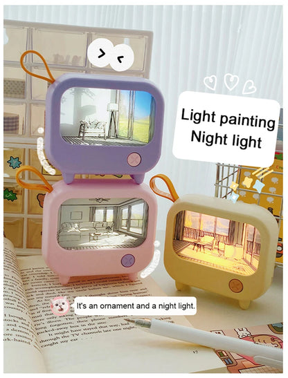 TV Painting Night Light Cute LED Table Lamp for Kids - Mini Desktop Home Decoration and Atmosphere Lighting Birthday Gift - TrendBug