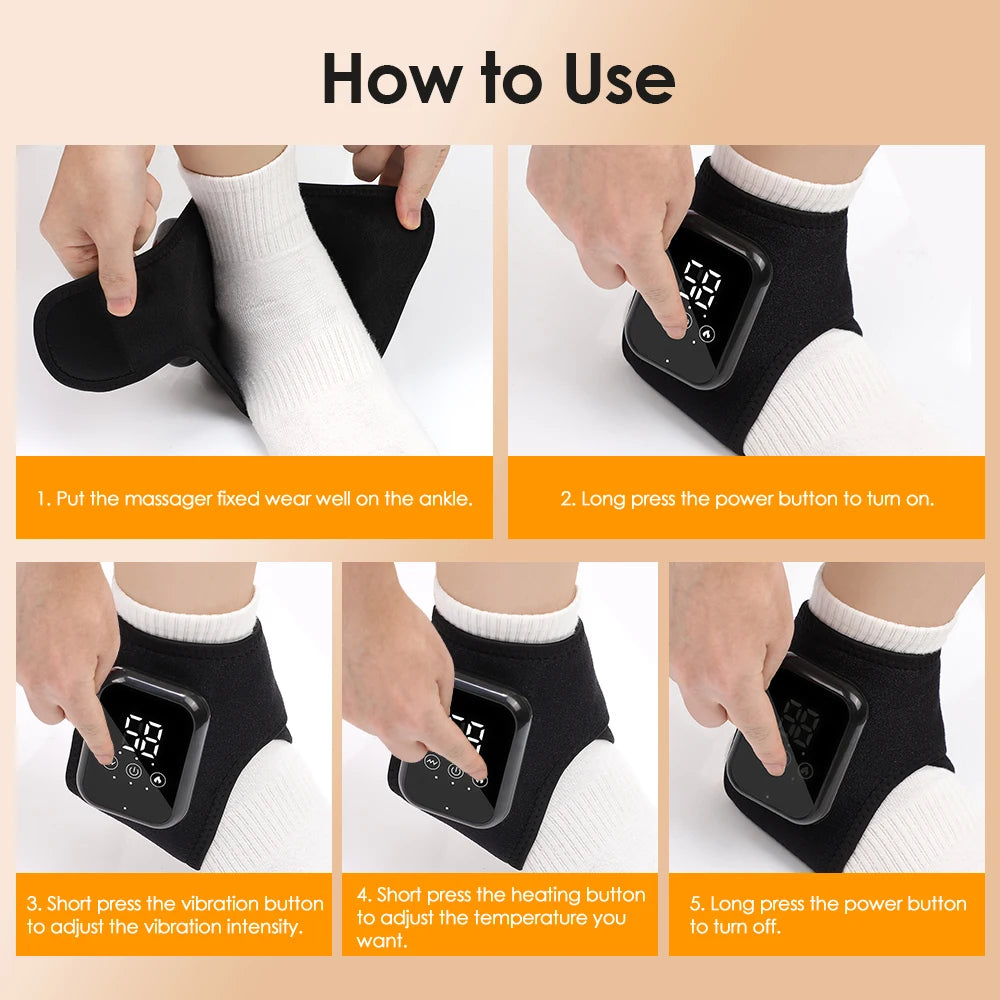 Electric Heat And Vibration Ankle Massager Infrared Hot Compress Therapy Ankle Massage Heated Wrap Support Brace Foot Protector