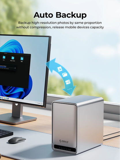 ORICO Personal Network Attached Storage Support Remote Access Share Data Intelligent Classification Automatic Backup 2/5-bay - TrendBug