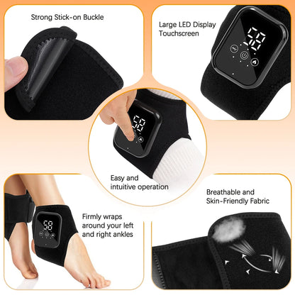 Electric Heat And Vibration Ankle Massager Infrared Hot Compress Therapy Ankle Massage Heated Wrap Support Brace Foot Protector