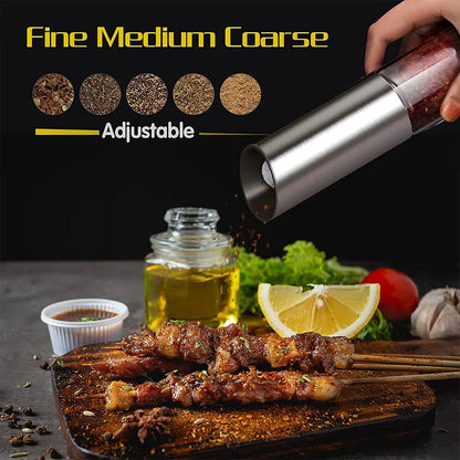 Electric Salt and Pepper Grinder Set USB Rechargeable Eletric Pepper Mill Shakers Automatic Spice Steel Machine Kitchen Tool - TrendBug