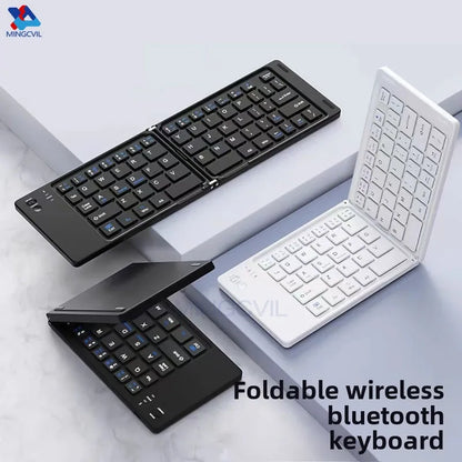 MINGCVIL Mini Foldable Wireless Keyboard - Slim Portable Bluetooth Rechargeable Keyboard for iOS, Windows, Android - TrendBug