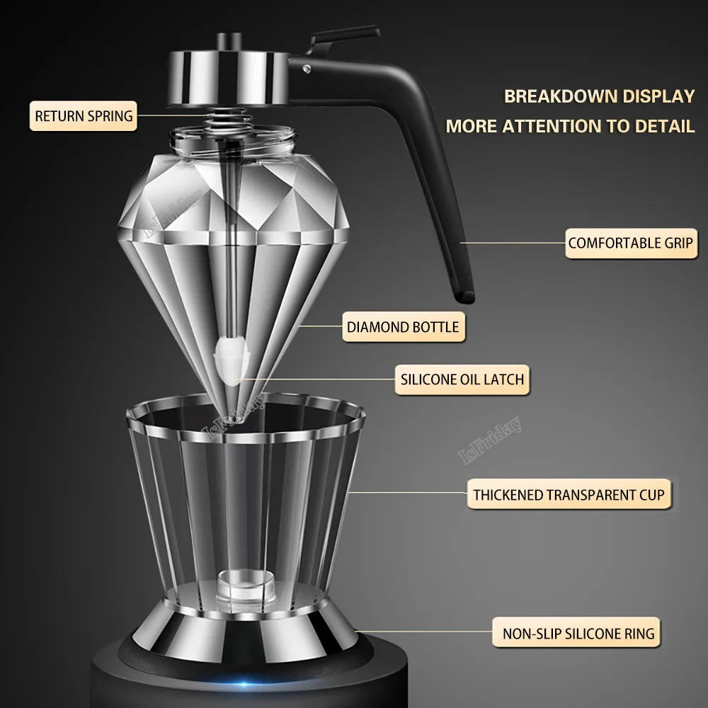 Honey Dispenser with Stand Diamond Shaped Glass Large Capacity Oil Dispenser Multifunction Oil Bottle Kitchen Tools - TrendBug