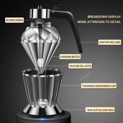 Honey Dispenser with Stand Diamond Shaped Glass Large Capacity Oil Dispenser Multifunction Oil Bottle Kitchen Tools - TrendBug