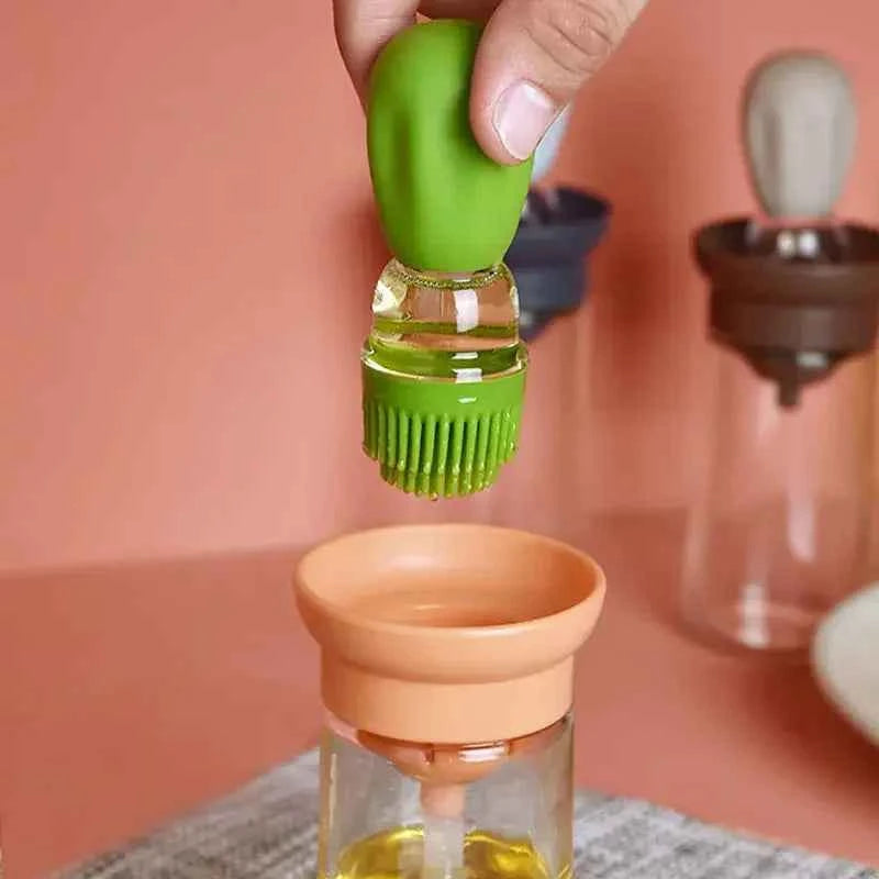 Silicone Brush BBQ Grill Dropper Olive Oil Dispenser Bottle for Cooking Baking Barbecue Kitchen Tool