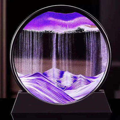 3D Moving Sand Art Picture Round Glass Deep Sea Sandscape Hourglass Quicksand Craft Flowing Sand Painting Office Home Decor Gift - TrendBug