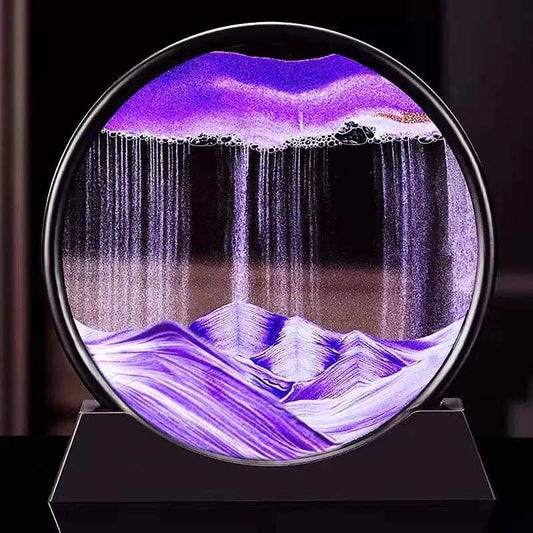 3D Moving Sand Art Picture Round Glass Deep Sea Sandscape Hourglass Quicksand Craft Flowing Sand Painting Office Home Decor Gift - TrendBug