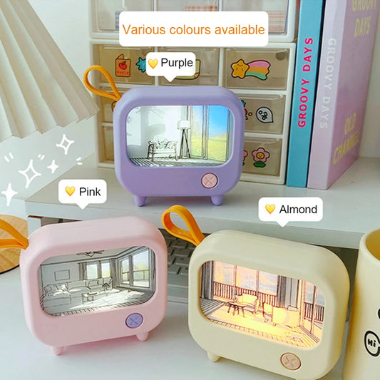 TV Painting Night Light Cute LED Table Lamp for Kids - Mini Desktop Home Decoration and Atmosphere Lighting Birthday Gift - TrendBug
