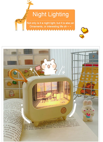 TV Painting Night Light Cute LED Table Lamp for Kids - Mini Desktop Home Decoration and Atmosphere Lighting Birthday Gift - TrendBug