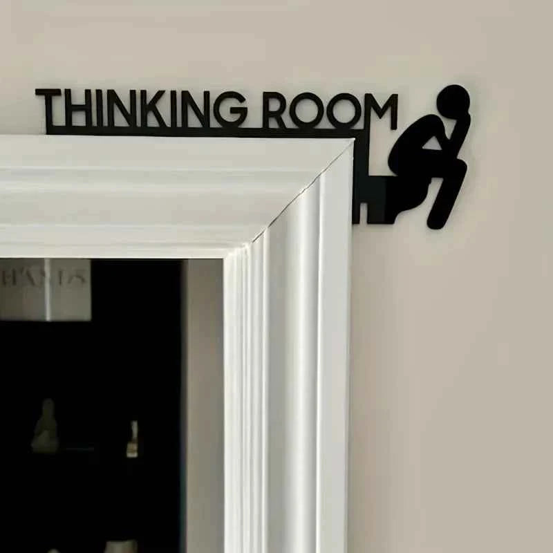 1pc Modern Metal Toilet Door Sign - Stylish Thinking Room Wall Sculpture - Home Decor Artwork - Decorative Door Frame Pendant