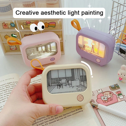 TV Painting Night Light Cute LED Table Lamp for Kids - Mini Desktop Home Decoration and Atmosphere Lighting Birthday Gift - TrendBug