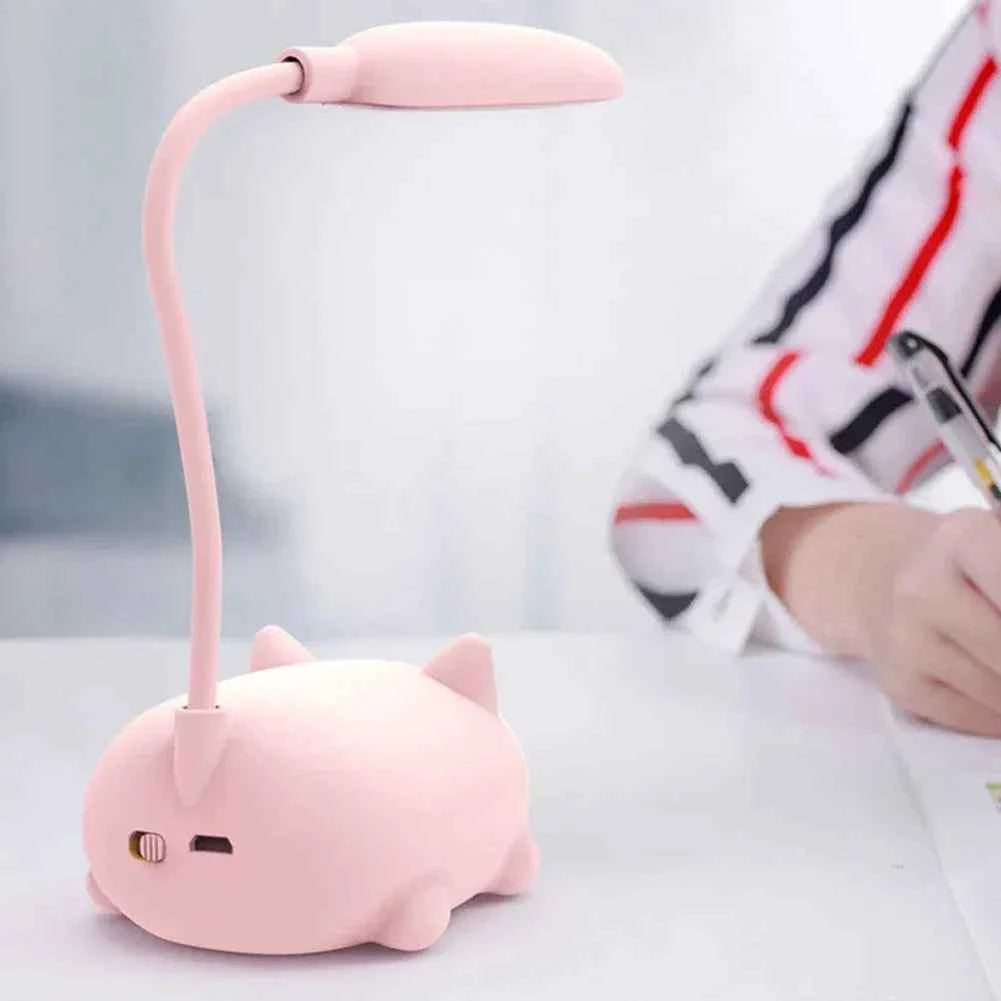 Cute Pet Kitty Mini Night Light USB Charging Folding LED Small Table Lamp Student Learning Eye Protection Book Lamps Bedside Decor