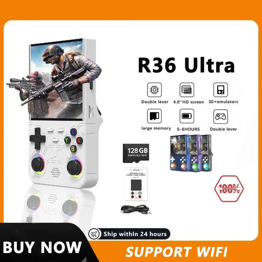 R36 ULTRA 4.0inch IPS Screen Handheld Game Console Open Source Console Retro Pocket Video Player 128G 20000+ Games
