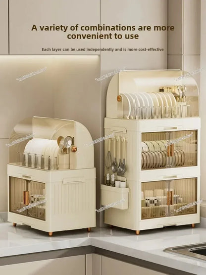 Kitchen Bowl Rack with Lid – Versatile Tableware Storage Box and Dish Drain Rack for Your Kitchen - TrendBug