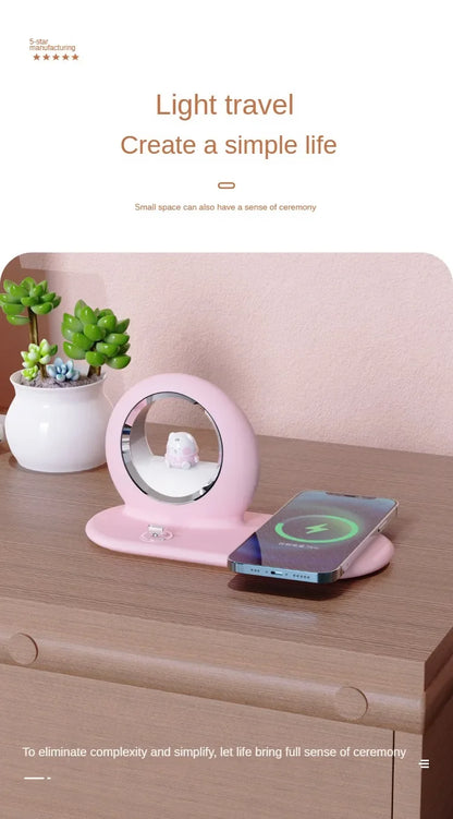 3-in-1 Wireless Charging Night Lights 15W Mobile Phone Earphone Fast  with Bracket Function  Charger Desk Lamps