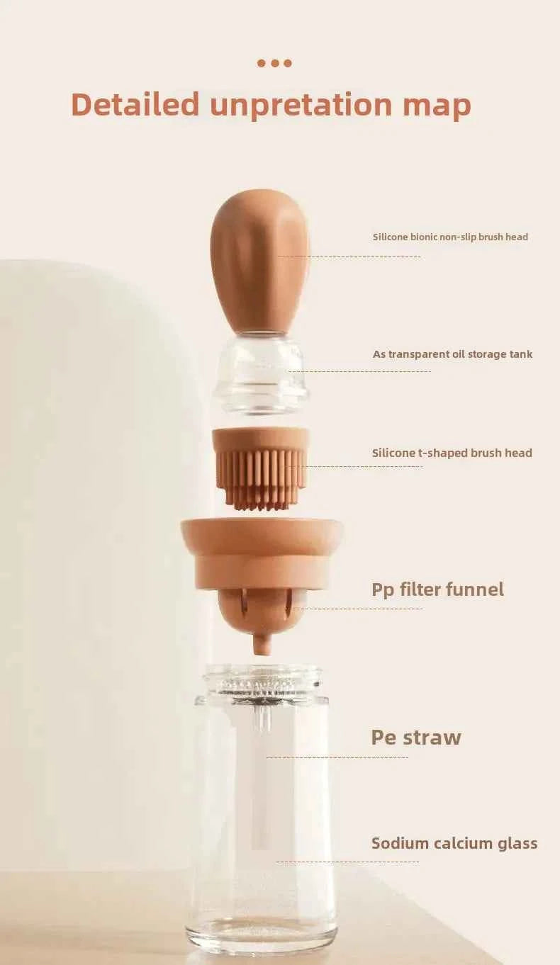 Silicone Brush BBQ Grill Dropper Olive Oil Dispenser Bottle for Cooking Baking Barbecue Kitchen Tool